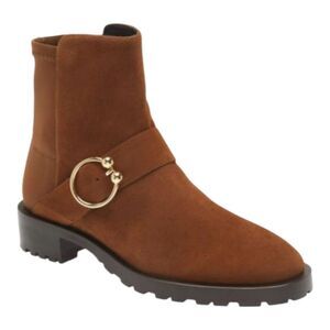 Stuart Weitzman Luxering Suede‎ And Neoprene Ankle Boots In Brown Size 8.5